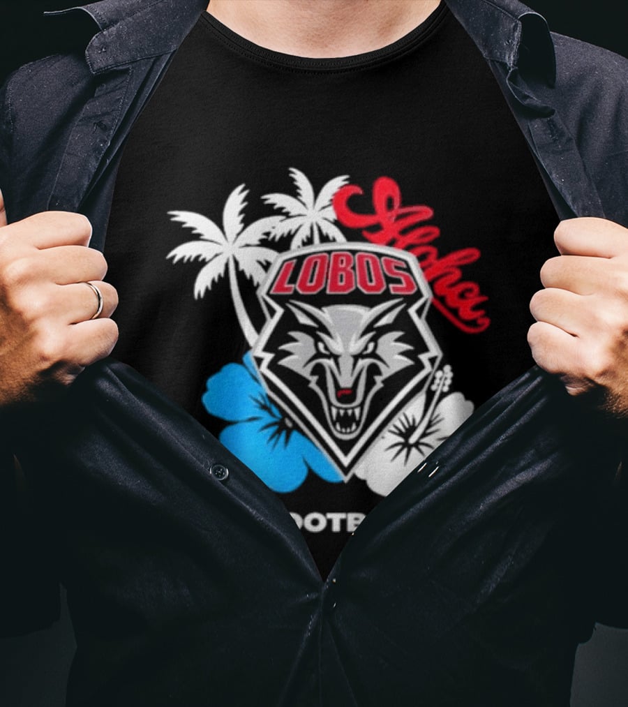 Lobos Football Aloha Spirit With Palms And Hibiscus T-Shirt