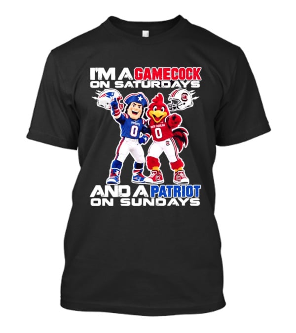 I'm A Gamecock On Saturdays And A Patriot On Sundays South Carolina Football Fan Mascots T-Shirt