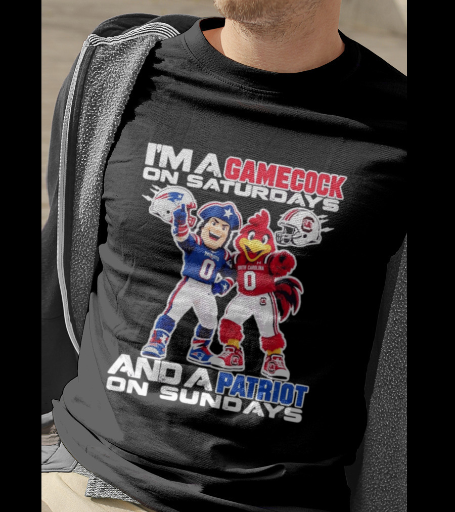 I'm A Gamecock On Saturdays And A Patriot On Sundays South Carolina Football Fan Mascots T-Shirt
