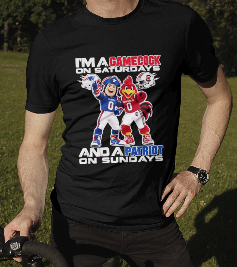 I'm A Gamecock On Saturdays And A Patriot On Sundays South Carolina Football Fan Mascots T-Shirt