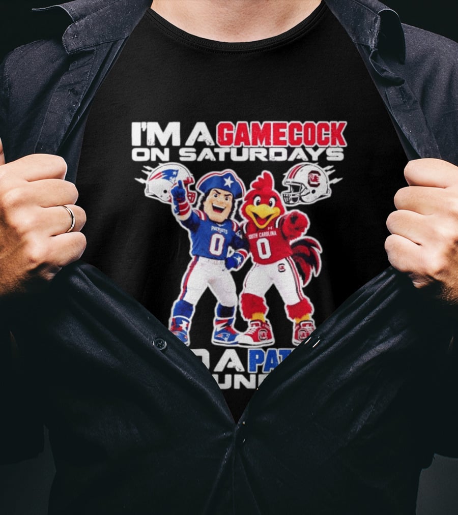 I'm A Gamecock On Saturdays And A Patriot On Sundays South Carolina Football Fan Mascots T-Shirt