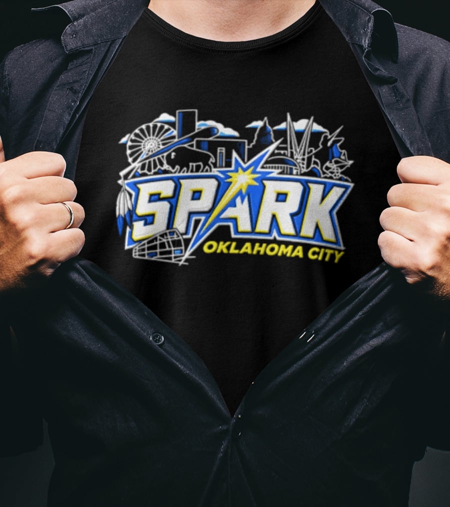 Oklahoma City Spark Softball Team Skyline Landmark Highlights T-Shirt