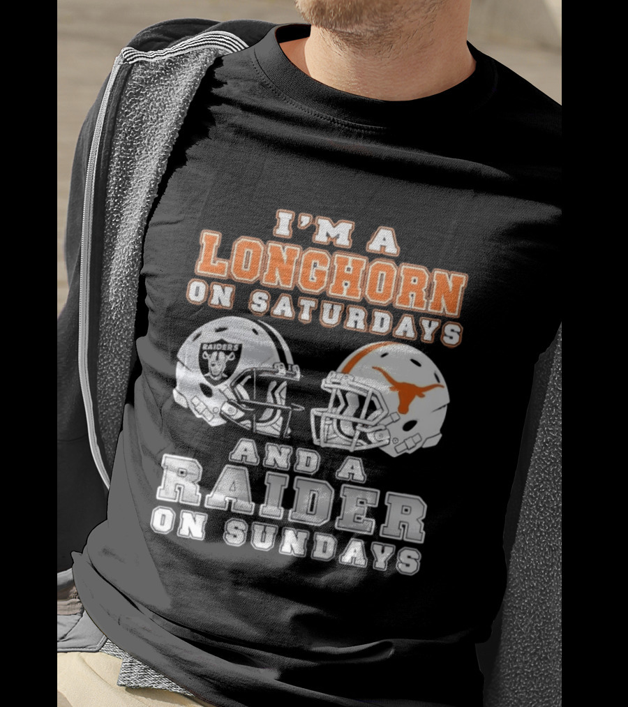Longhorn On Saturdays Raider On Sundays Football Helmets T-Shirt