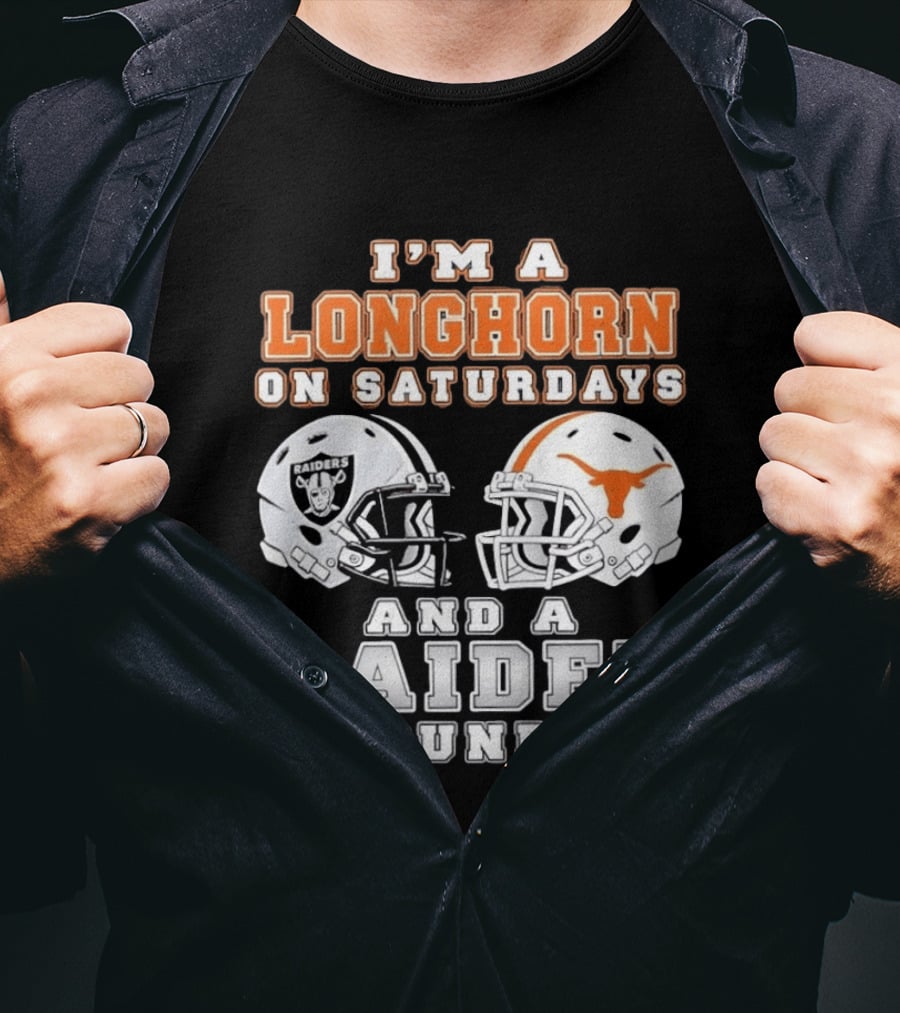 Longhorn On Saturdays Raider On Sundays Football Helmets T-Shirt