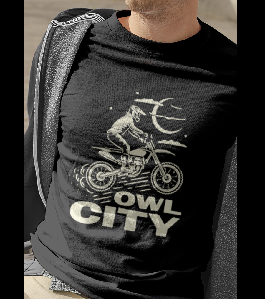 Owl City Motorcycle Rider Moon Adventure T-Shirt
