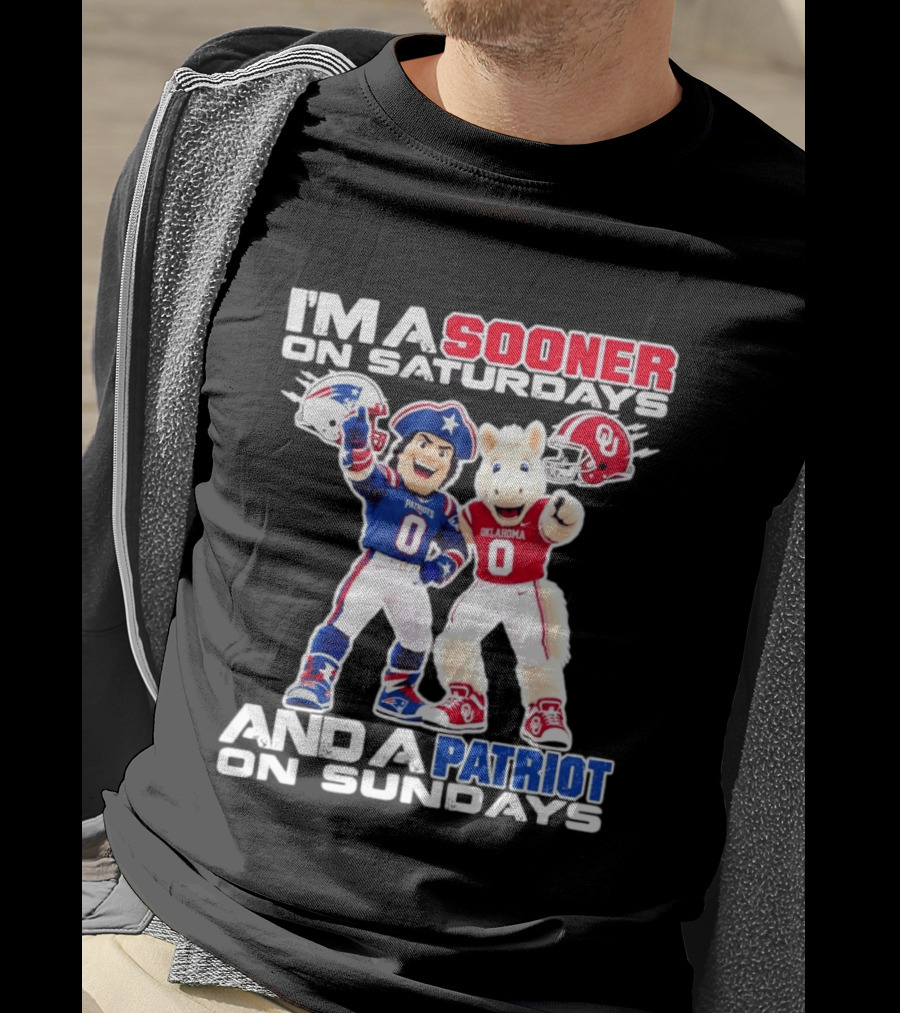 I'm A Sooner On Saturdays And A Patriot On Sundays Oklahoma Patriots Football Mascots T-Shirt