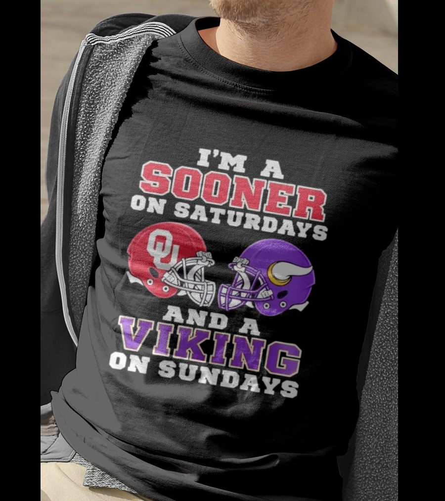 I'm A Sooner On Saturdays And A Viking On Sundays OU Football Helmets T-Shirt