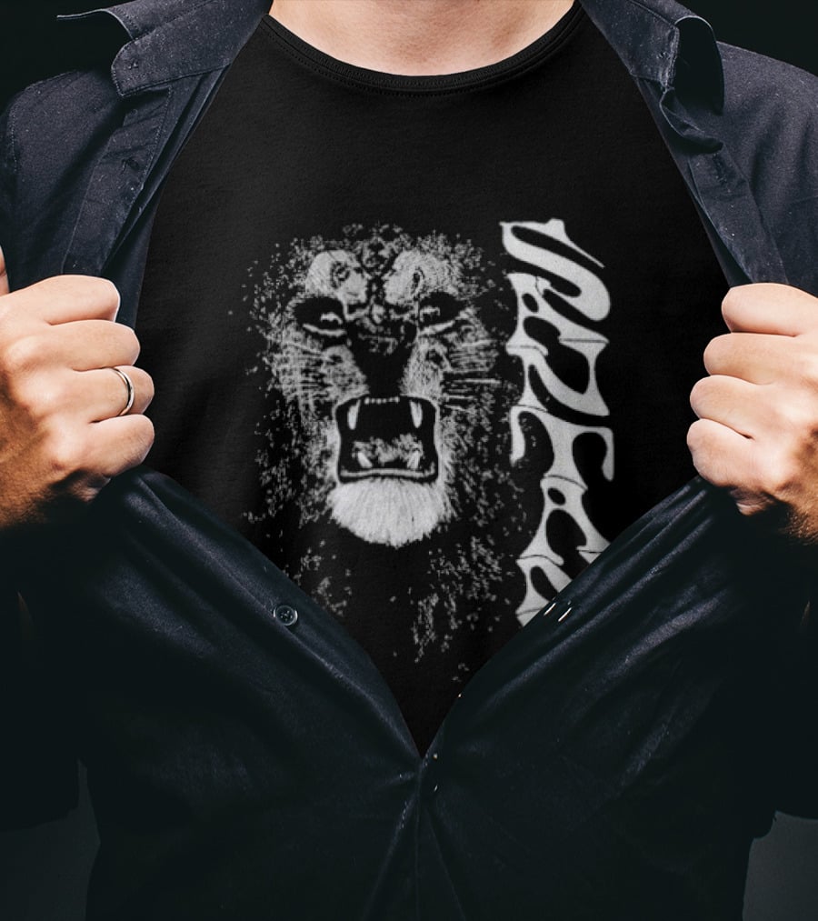 Santana Metallic Lion Roaring Face Psychedelic T-Shirt