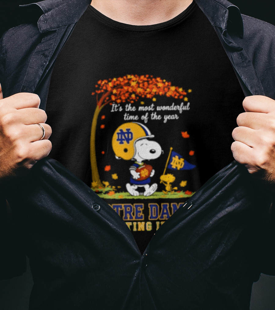 It's The Most Wonderful Time Snoopy Woodstock Notre Dame Fighting Irish T-Shirt