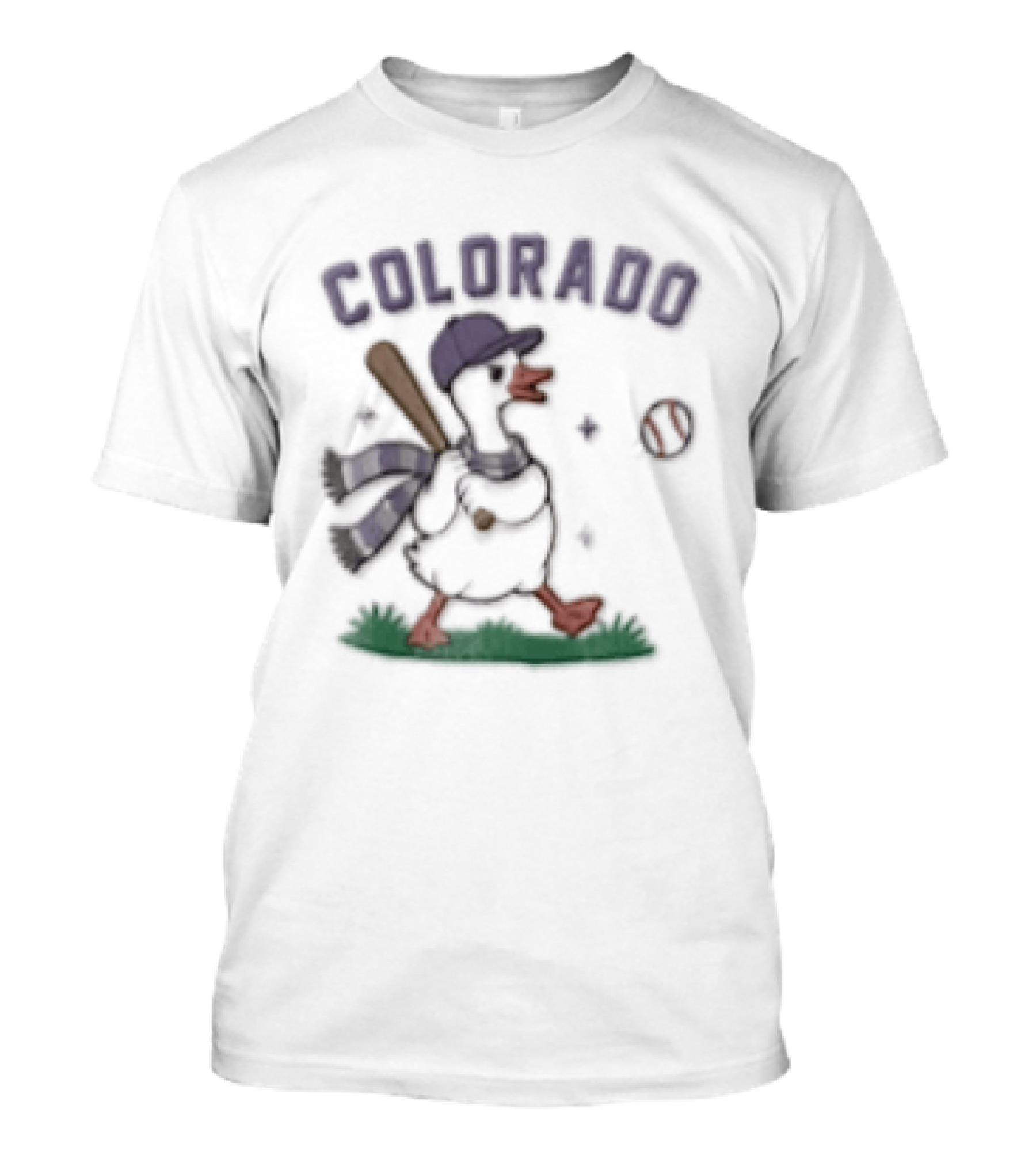 Colorado Goose Playing Baseball With Hat And Scarf T-Shirt