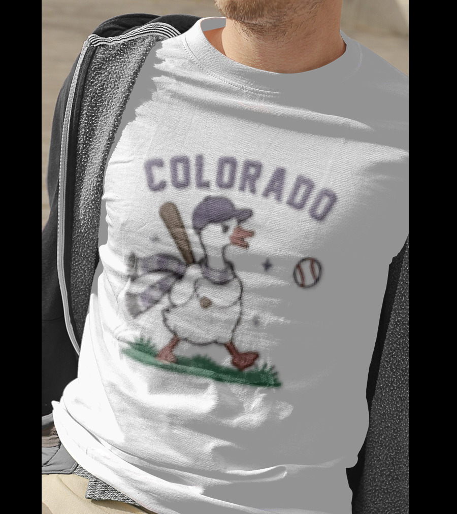 Colorado Goose Playing Baseball With Hat And Scarf T-Shirt