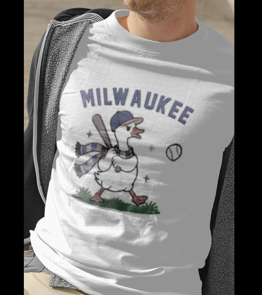 Milwaukee Goose Baseball Cap Scarf And Bat T-Shirt