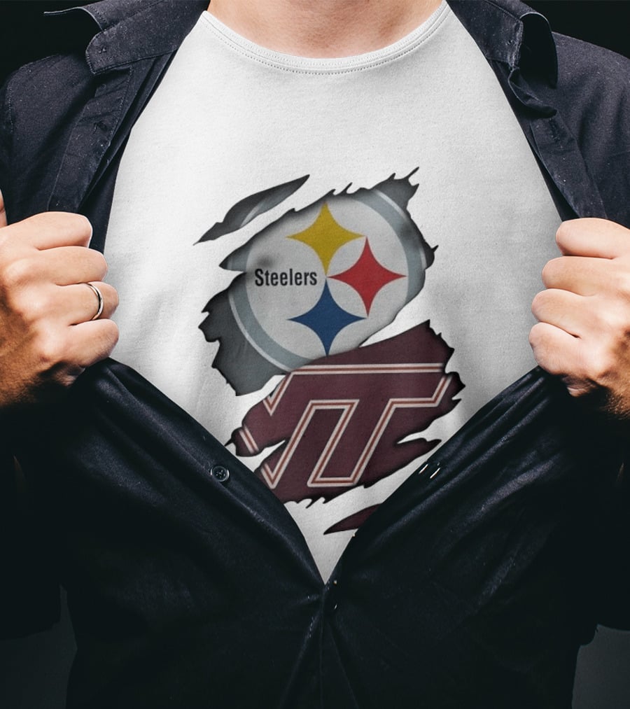 Pittsburgh Steelers Virginia Tech Hokies Distressed T-Shirt
