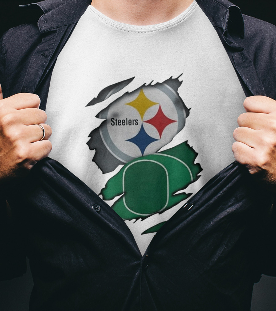 Steelers Oregon Ducks Ripped Skin Effect T-Shirt