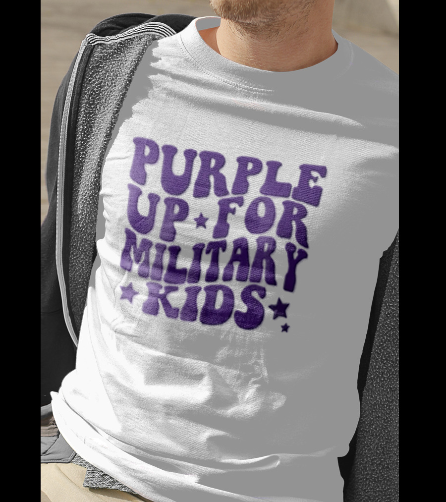 Purple Up For Military Kids Wavy Stars T-Shirt