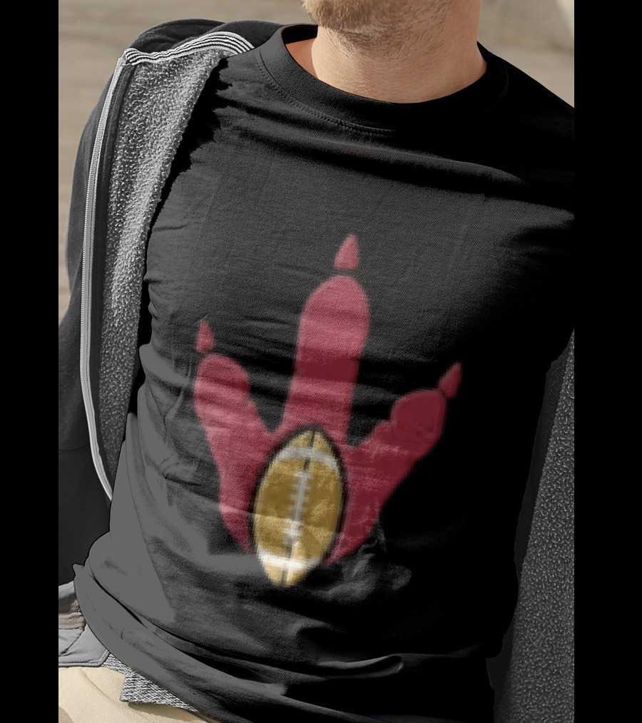 Arizona Cardinals Tyrannosaurus Rex Football Paw Print T-Shirt
