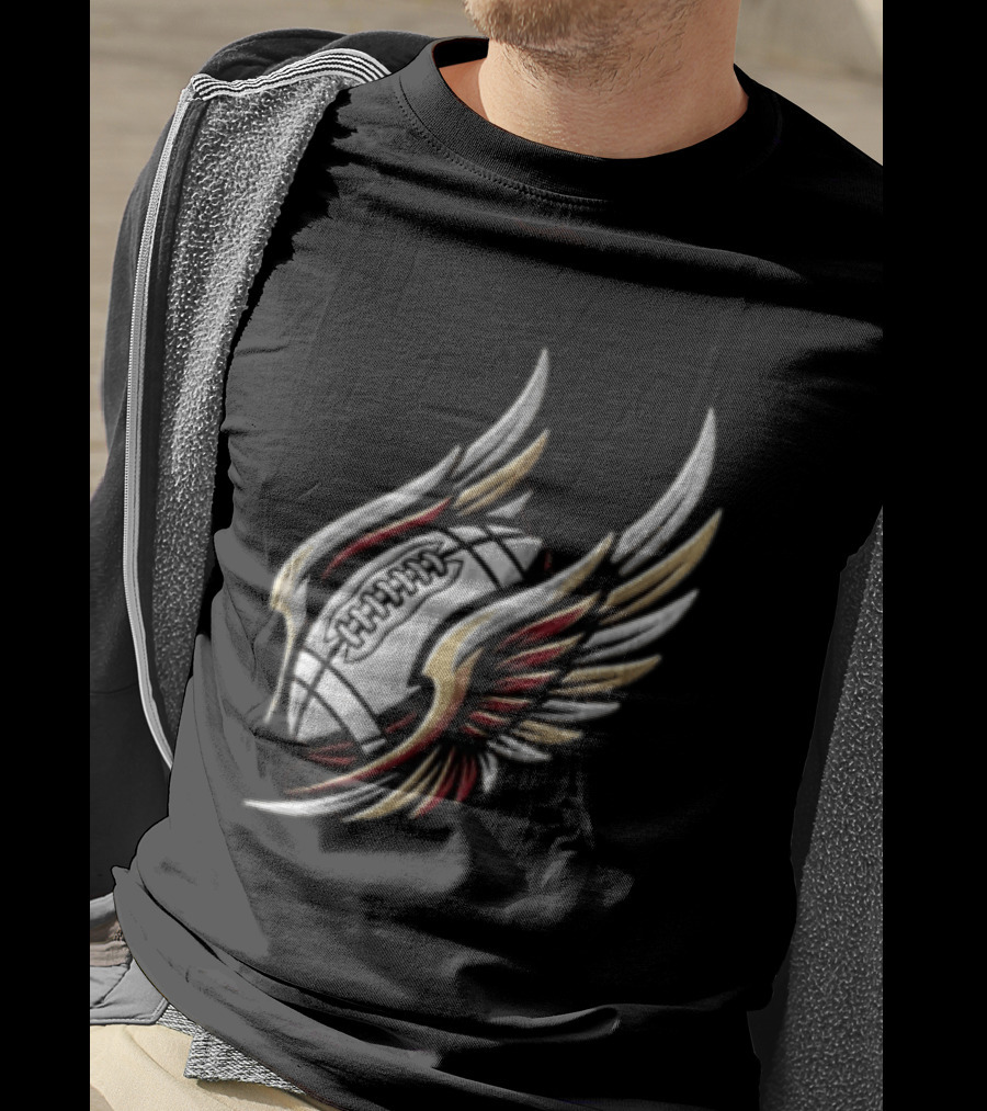 Atlanta Falcons Winged Football Eagle Stadium Lightning T-Shirt