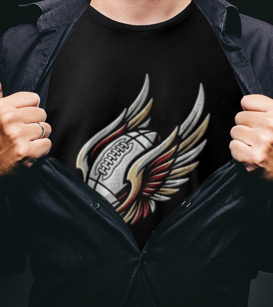 Atlanta Falcons Winged Football Eagle Stadium Lightning T-Shirt