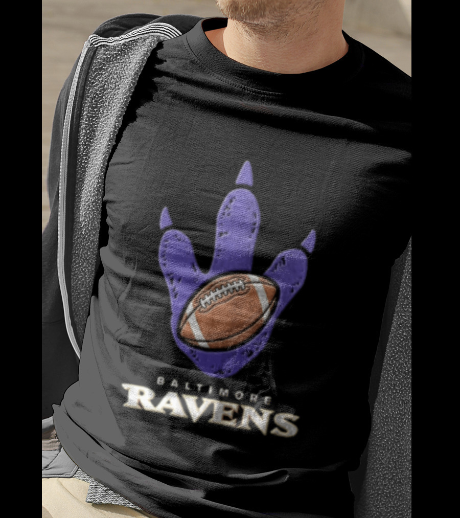 Baltimore Ravens Dinosaur Football Footprint NFL Fan Gear T-Shirt