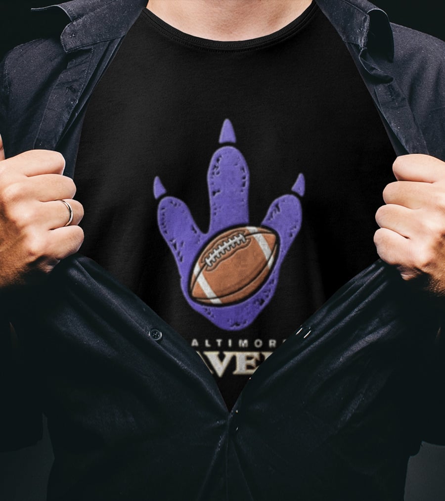 Baltimore Ravens Dinosaur Football Footprint NFL Fan Gear T-Shirt