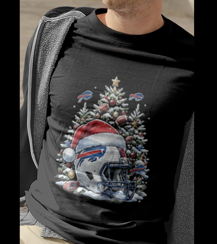 Buffalo Bills Christmas Tree Football Helmet Santa Hat 2026 Geno Stone T-Shirt