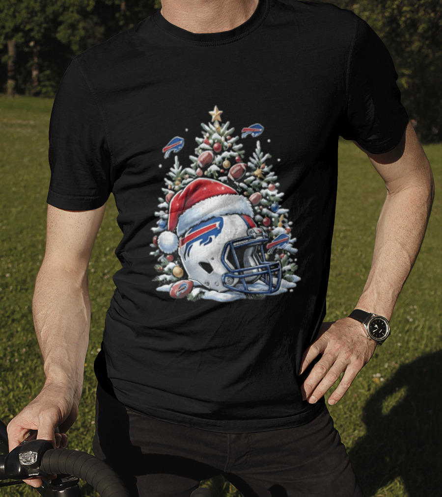 Buffalo Bills Christmas Tree Football Helmet Santa Hat 2026 Geno Stone T-Shirt