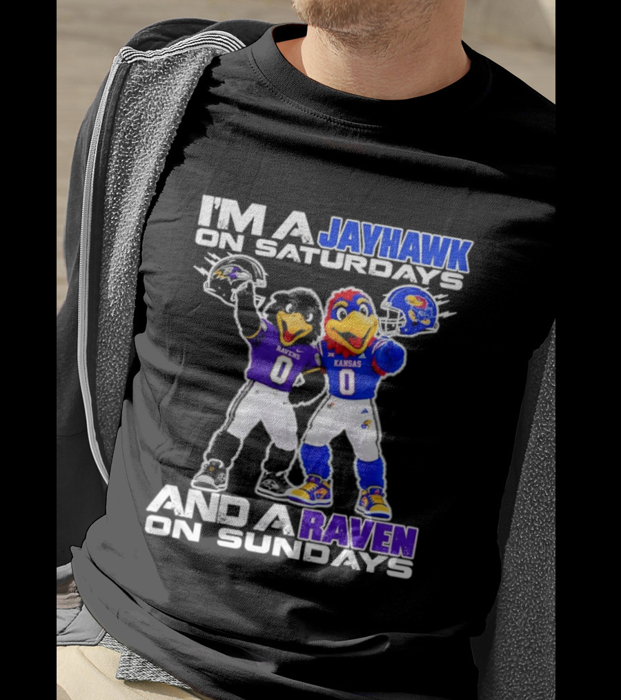 Kansas Jayhawks Saturdays Baltimore Ravens Sundays Football Mascots T-Shirt