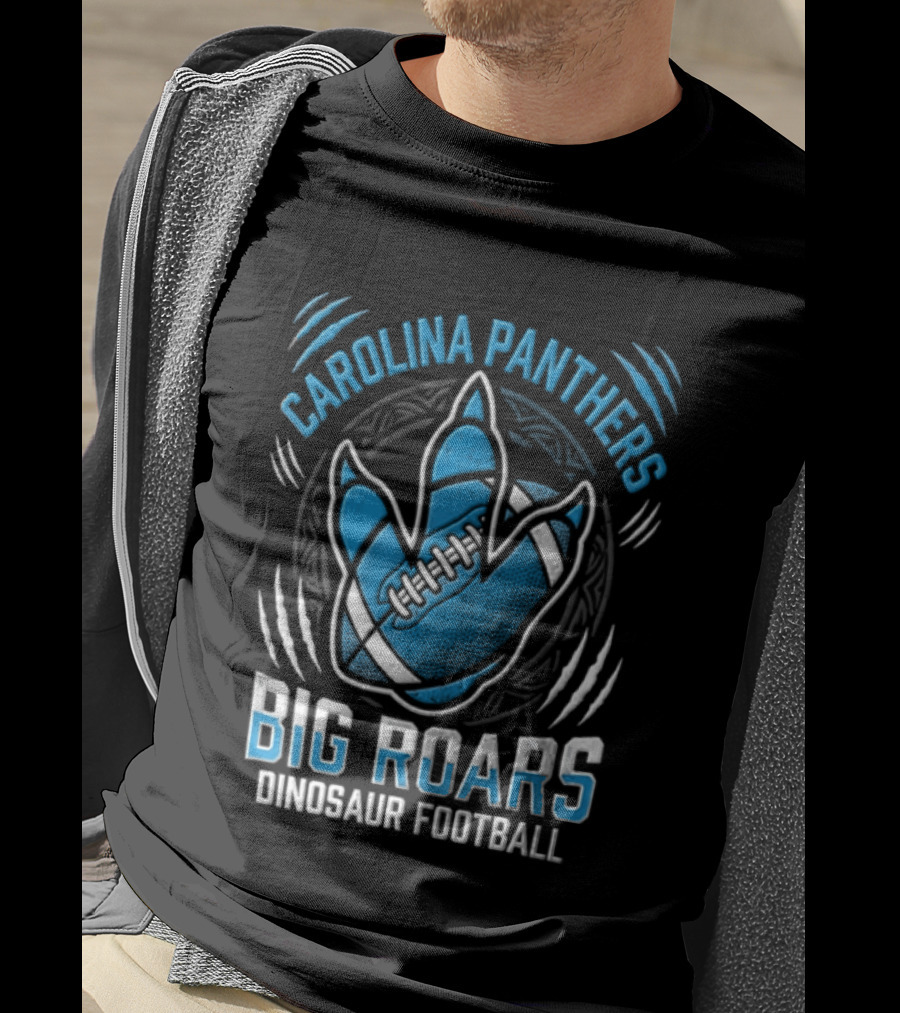 Carolina Panthers Big Roars Dinosaur Football T-Shirt