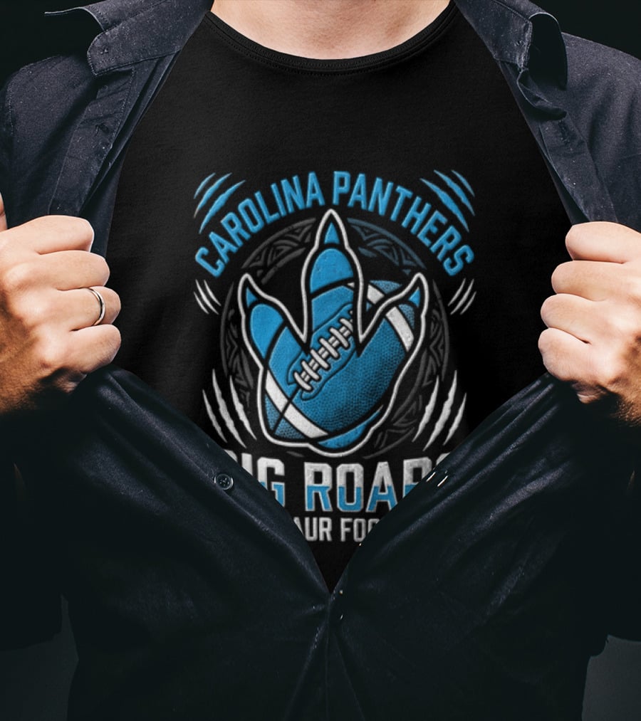 Carolina Panthers Big Roars Dinosaur Football T-Shirt