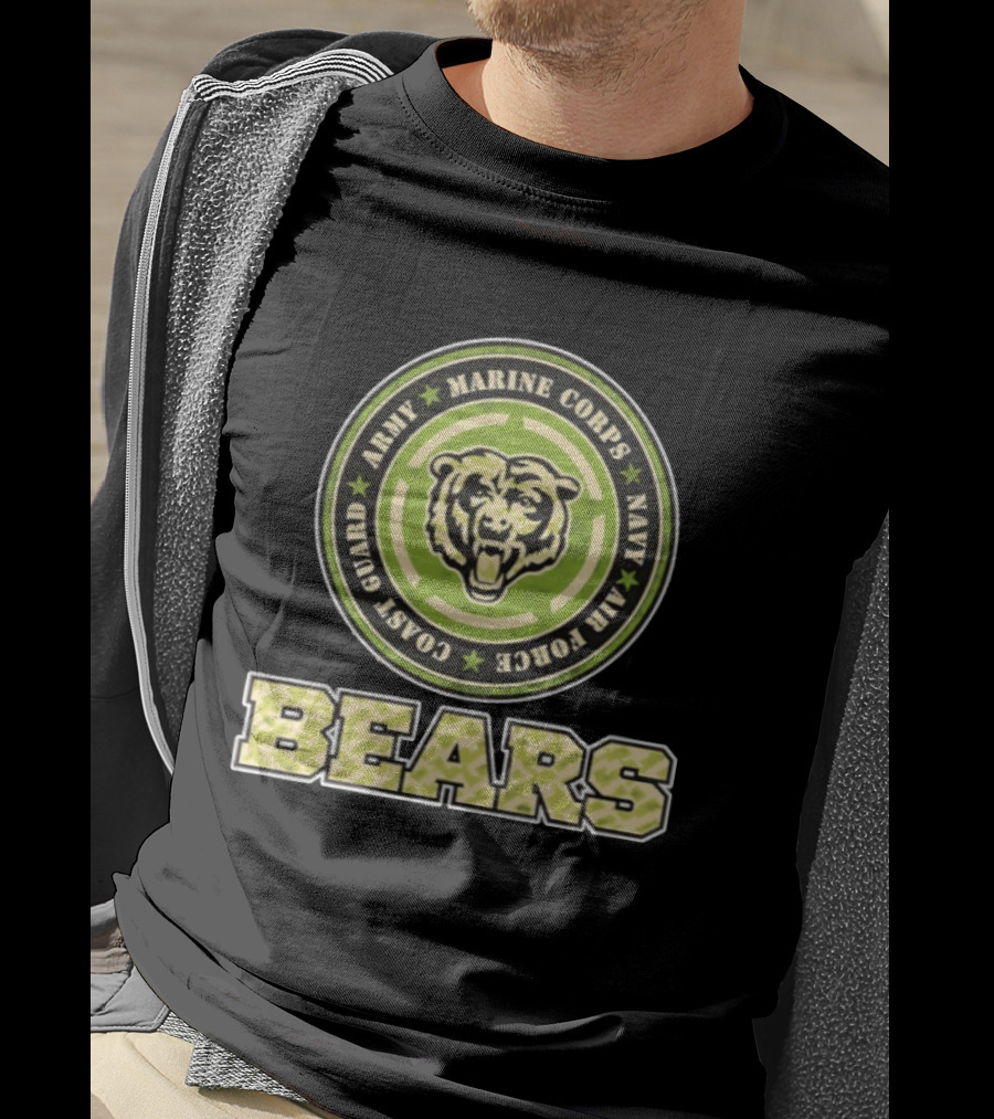 Chicago Bears Military Support Army Marine Corps Navy Air Force Coast Guard T-Shirt
