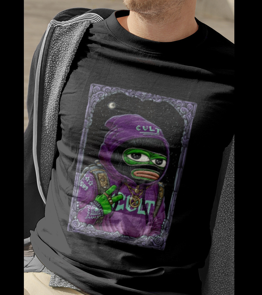 CULT Shiesty Pepe Mask Cosmic Graphic Drawing T-Shirt