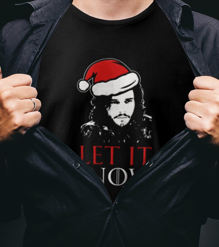 LET It Snow Christmas Jon Snow Game Of Thrones Santa Hat T-Shirt