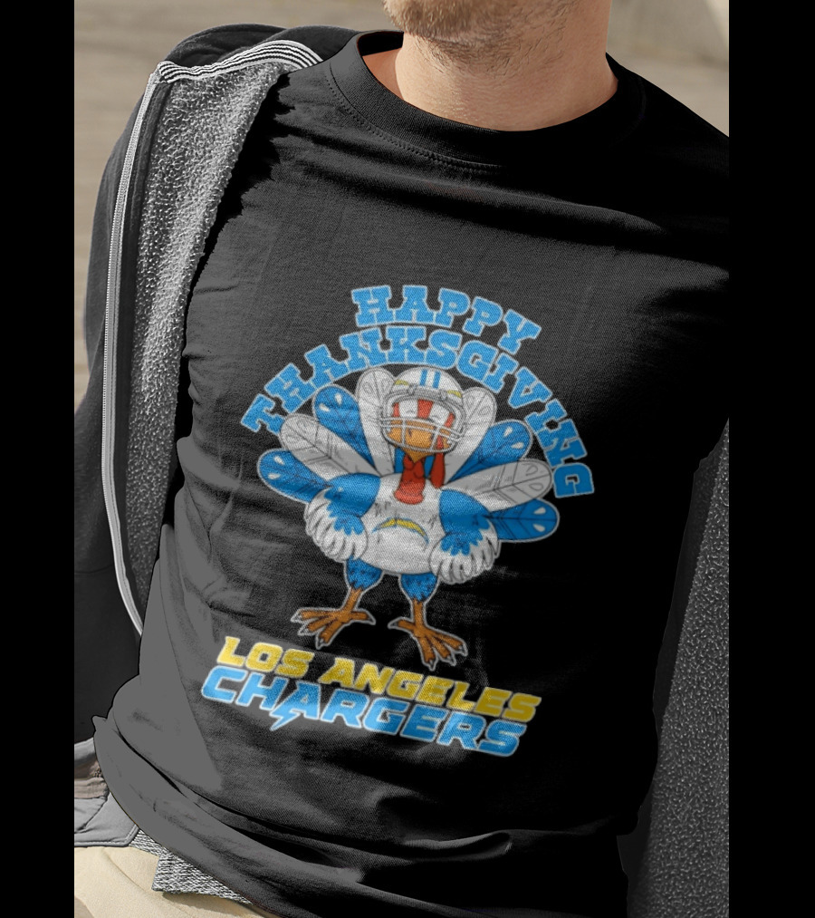 Happy Thanksgiving Los Angeles Chargers Turkey T-Shirt
