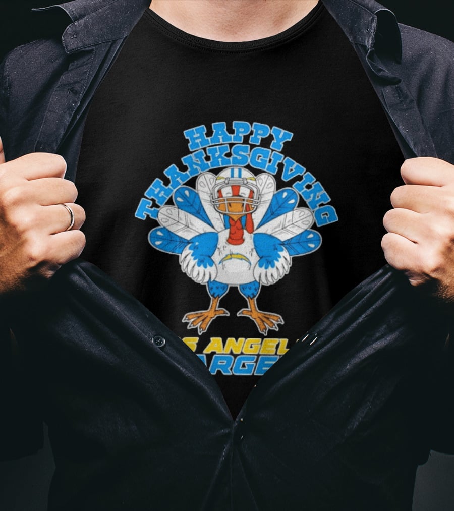 Happy Thanksgiving Los Angeles Chargers Turkey T-Shirt