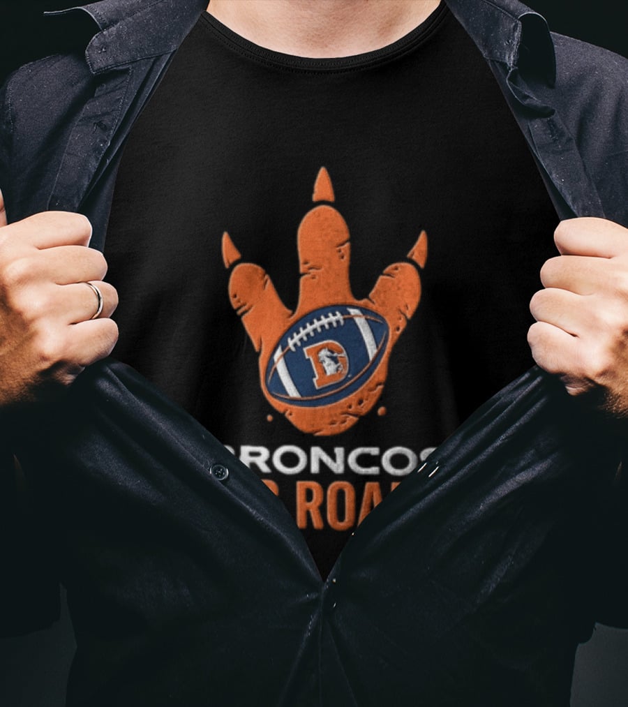 Denver Broncos Big Roars Dinosaur Football Claw Mark With Team T-Shirt