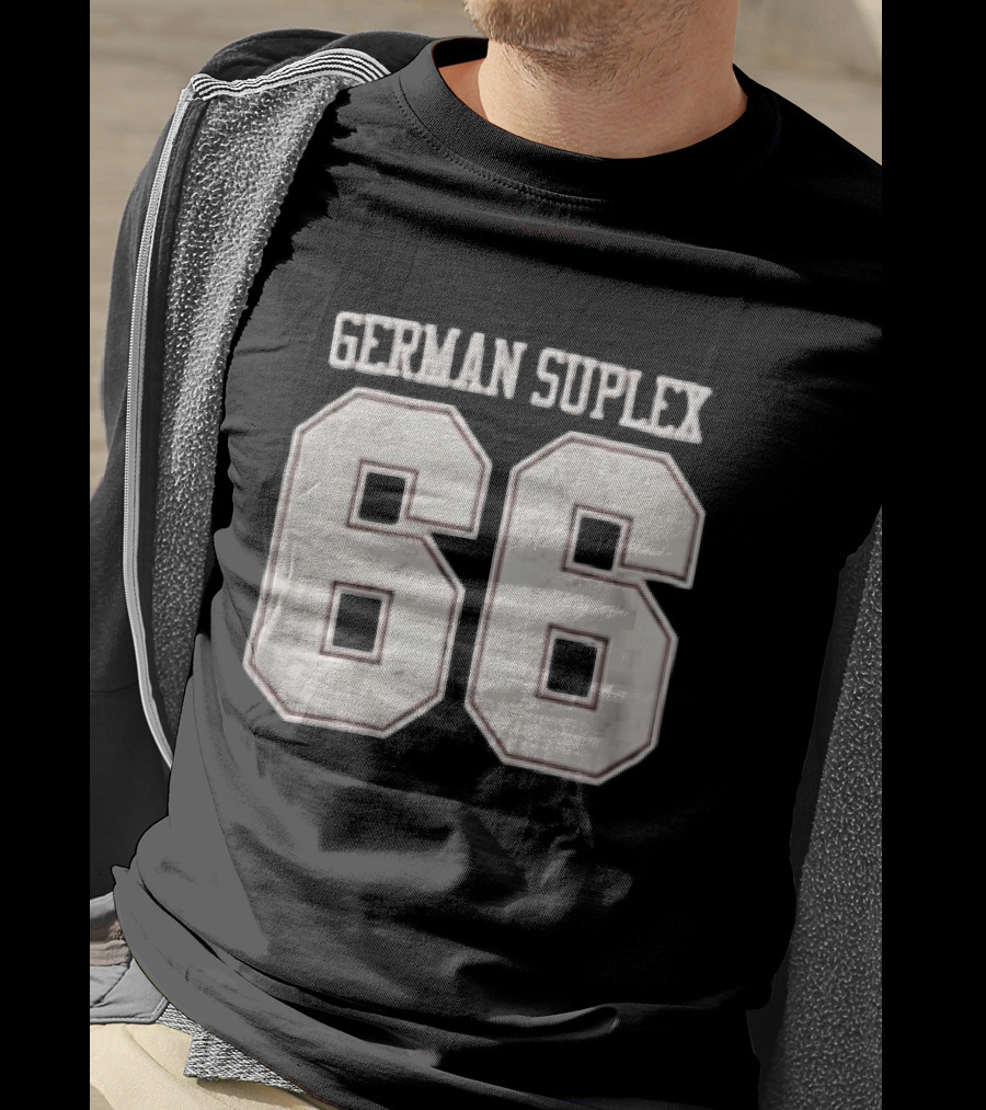 German Suplex 66 Large Varsity Numbers Distressed T-Shirt