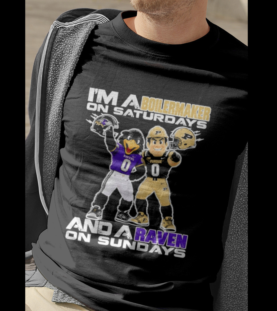 I'm A Boilermaker On Saturdays And A Raven On Sundays Purdue Ravens Football Mascots T-Shirt