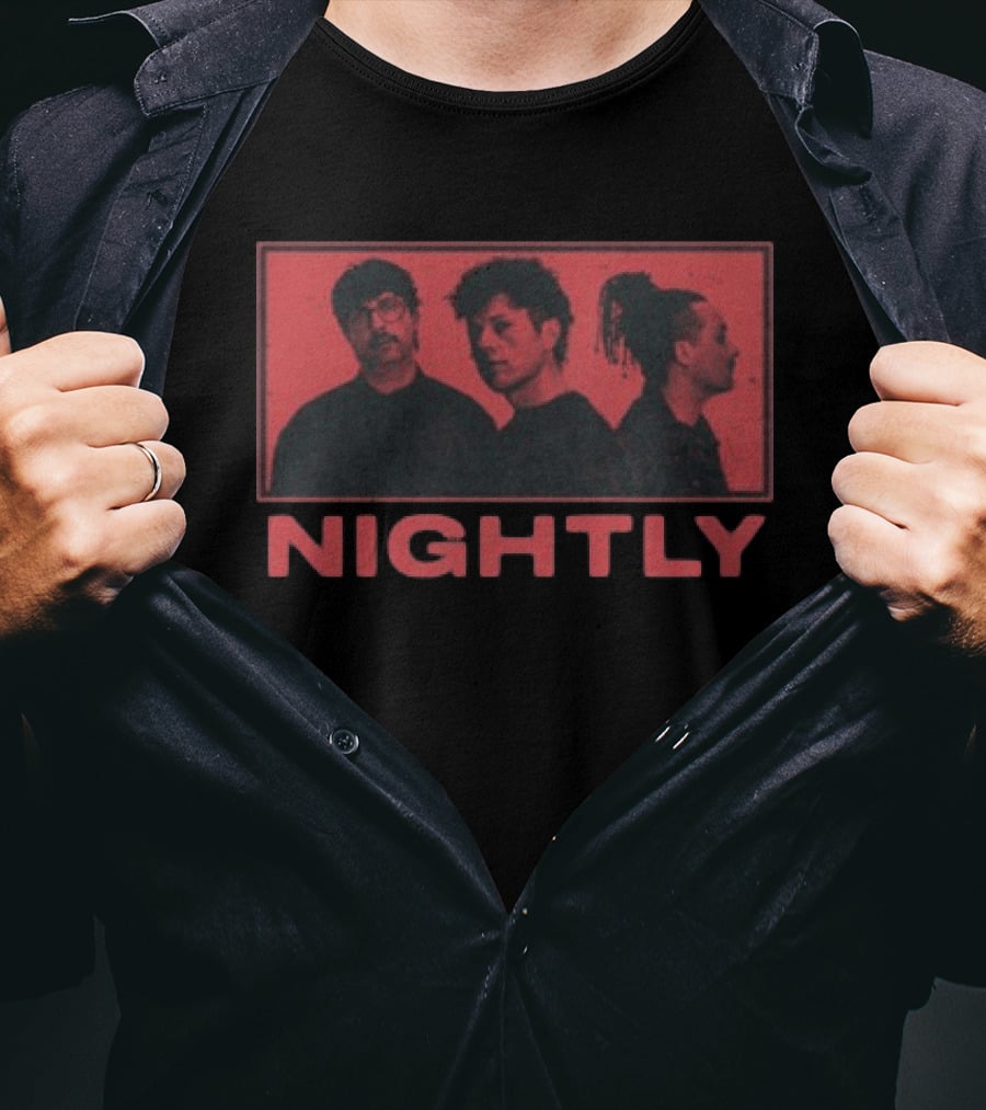 Nightly Band Three Members Photo Red Aesthetic T-Shirt