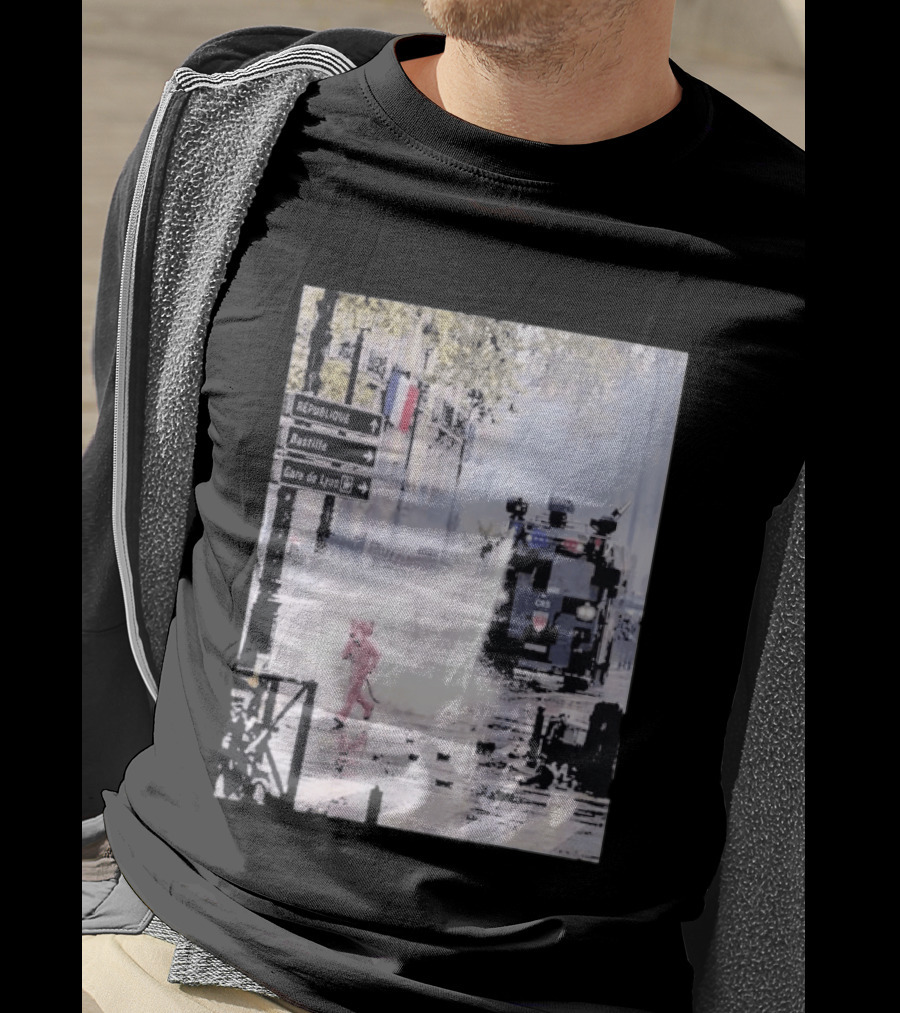 Pink Panther France 2026 Running Through Streets Under Riot Control Water Cannon T-Shirt