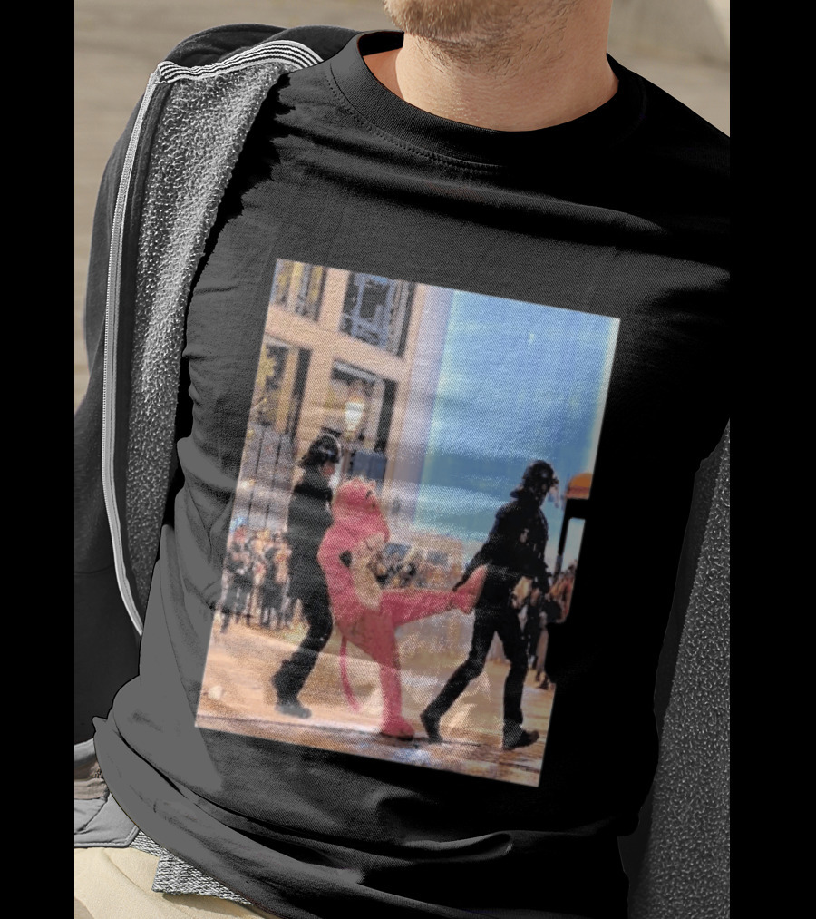 Original Pink Panther France Protests 2026 Police Mascot Arrest Scene T-Shirt
