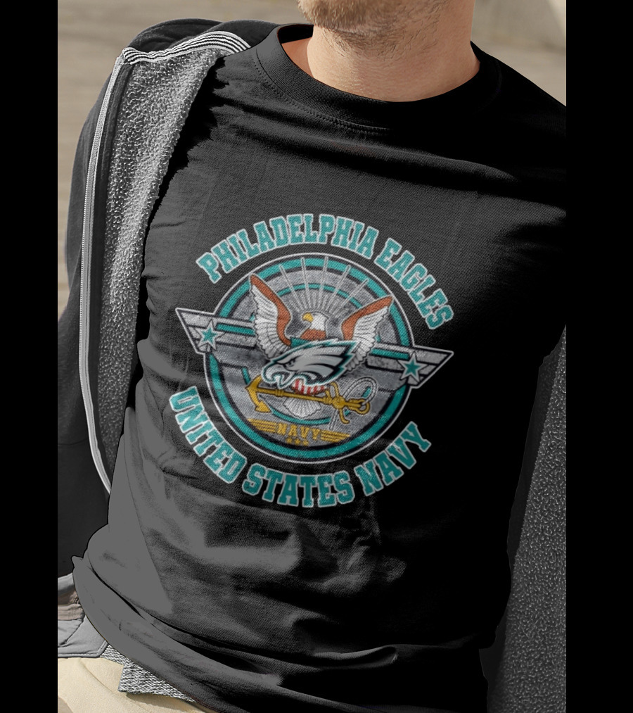 Philadelphia Eagles United States Navy Emblem With Eagle And Anchor T-Shirt