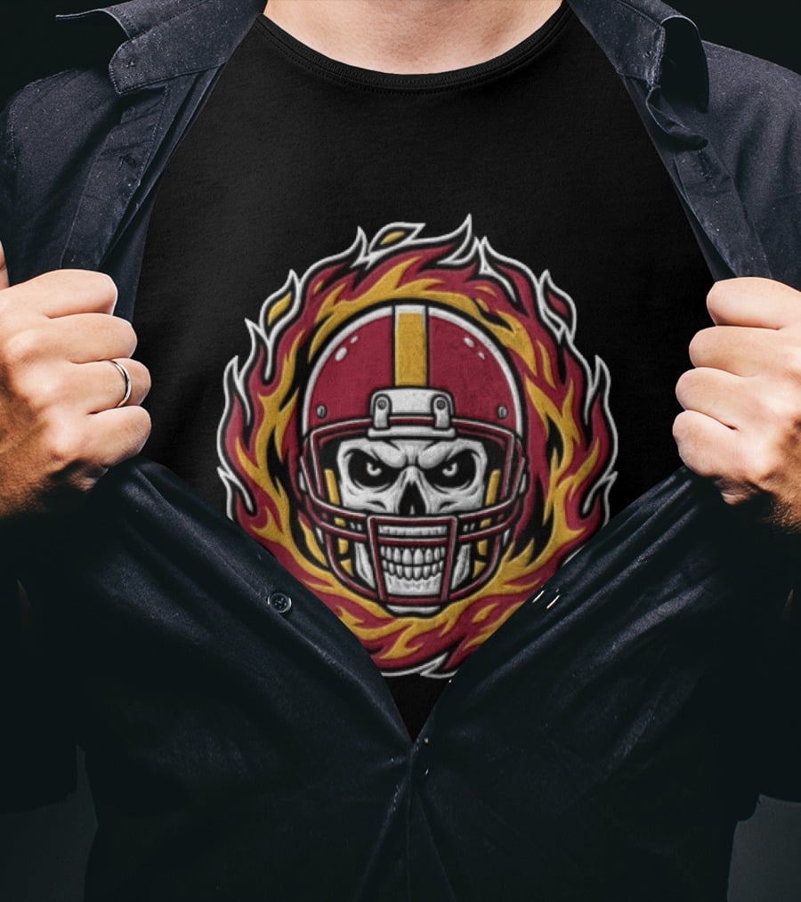 San Francisco 49ers Skull Flaming Football Helmet Stadium T-Shirt