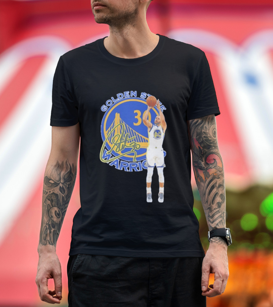 Golden State Warriors Steph Curry 30 Basketball Signature T-Shirt