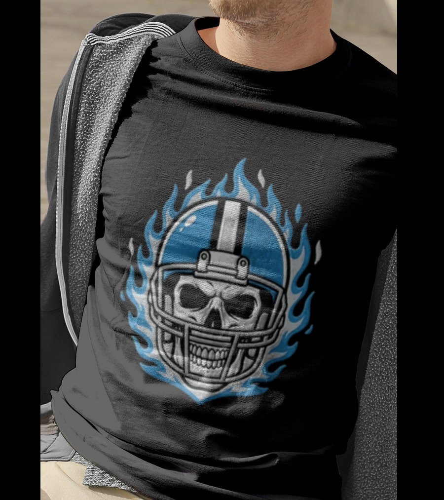 Tennessee Titans Skeleton Football Player Flames Helmet T-Shirt