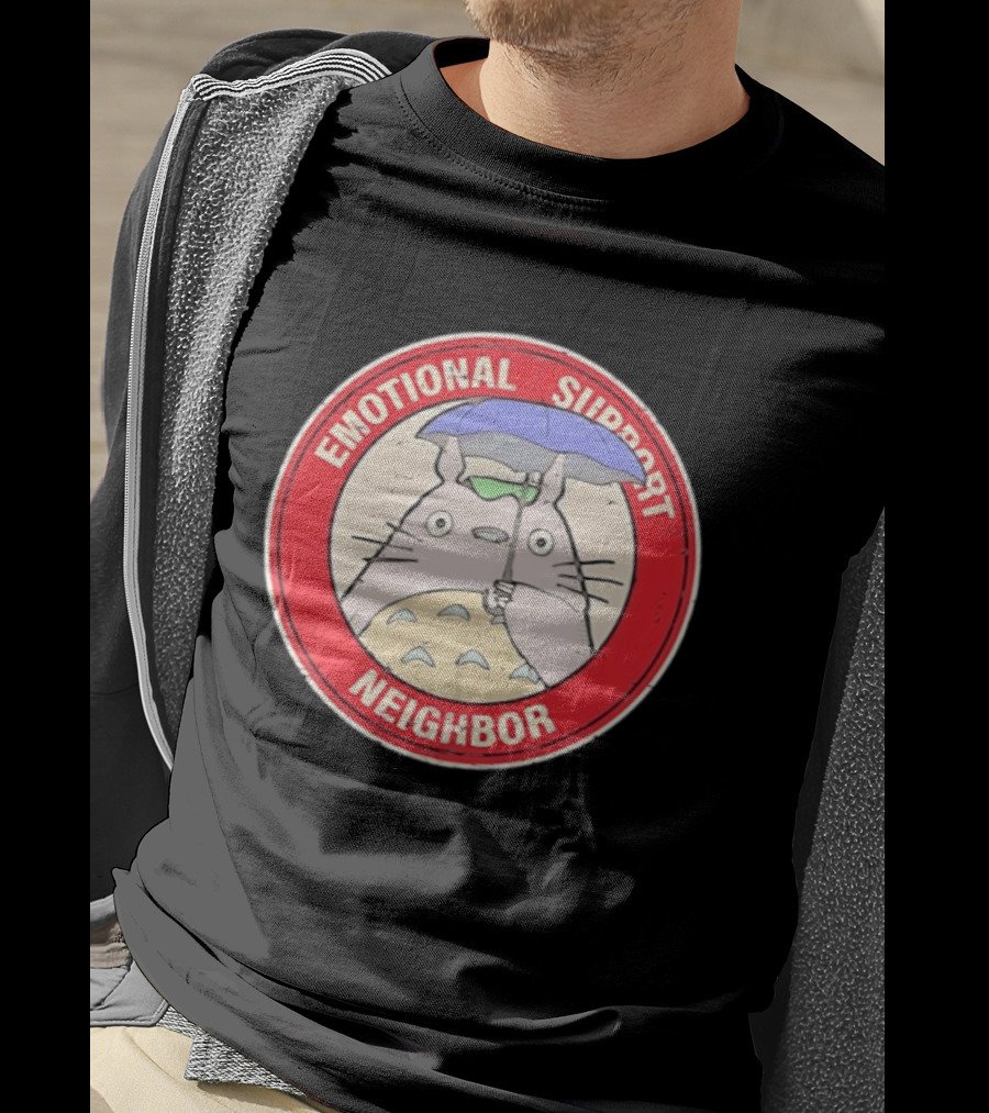 Emotional Support Neighbor Totoro Umbrella Circle T-Shirt