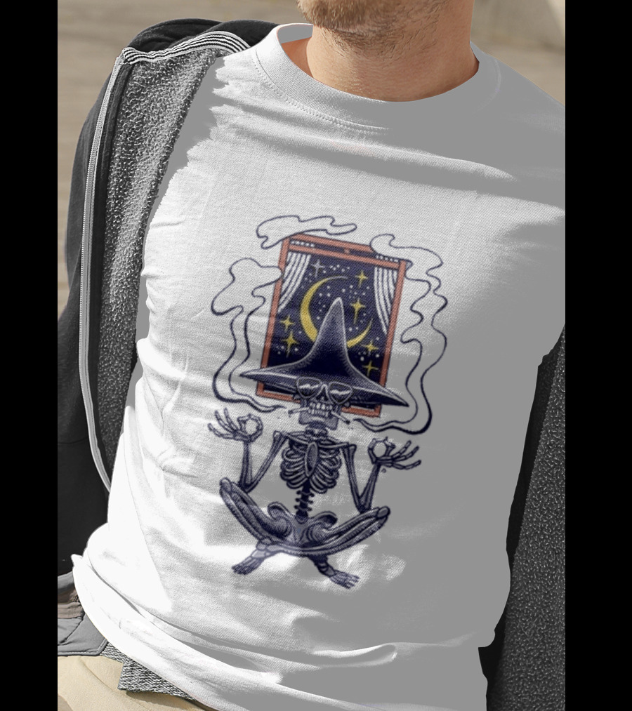 Sturgill Simpson Johnny Blue Skies Namaste Tour 2025 Skeleton Meditation Moon And Stars T-Shirt
