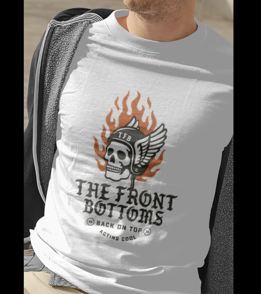 The Front Bottoms Moto Tour West Coast Skull Wings Flame T-Shirt