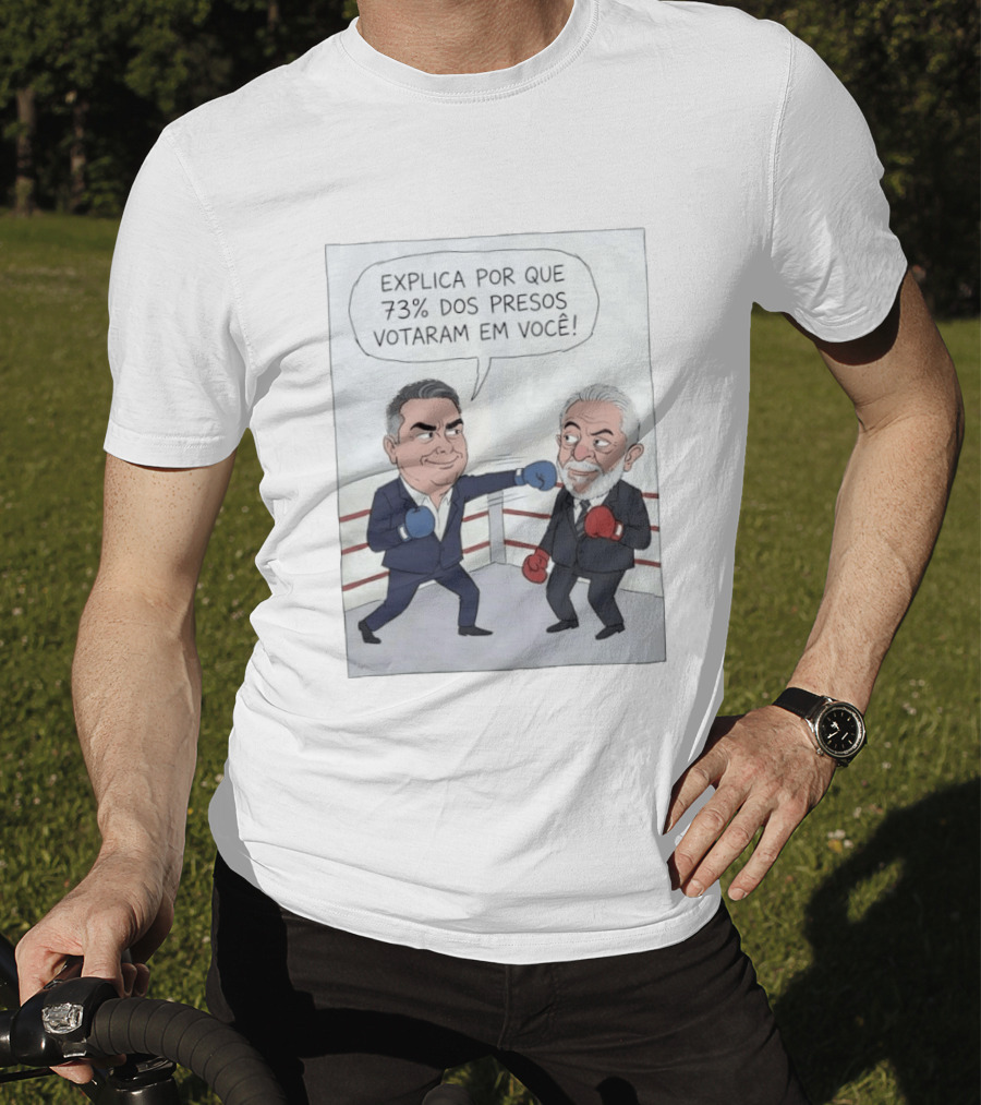 Jair Bolsonaro Lula Boxing Cartoon Explica Por Que 73% Dos Presos Votaram Em Você T-Shirt