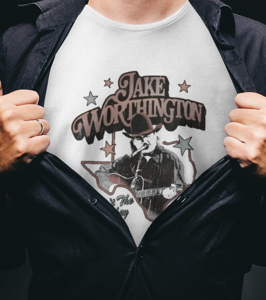 Jake Worthington Texas Cowboy With Stars And Map T-Shirt