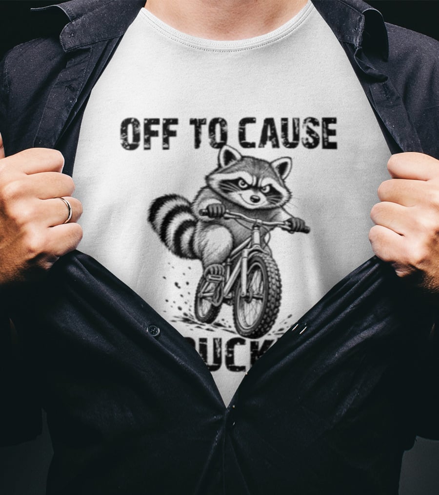 Raccoon Off To Cause A Ruckus Mischievous Adventure T-Shirt